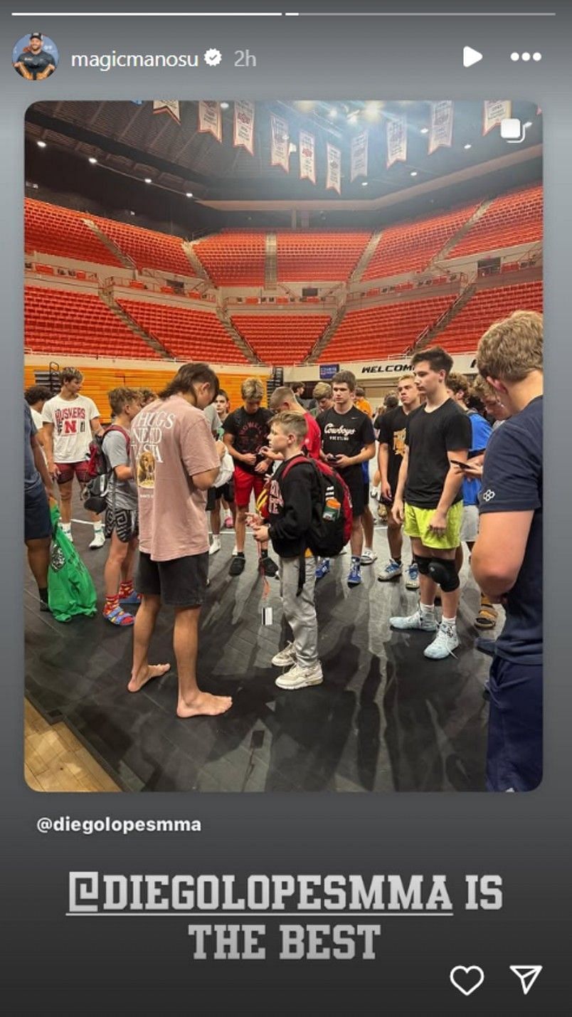Screenshot of David Taylor's Instagram story (@magicmanosu/ig)